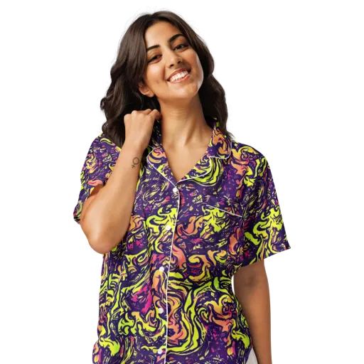 Kaleidoscope Riot on a Women's Short Sleeve Pajama Top