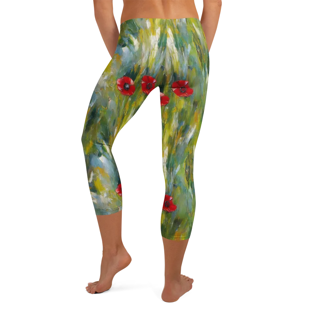 Poppy Impression on Capri Leggings — Back