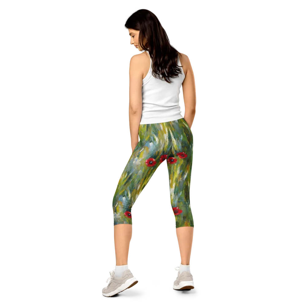 Poppy Impression on Capri Leggings — Back