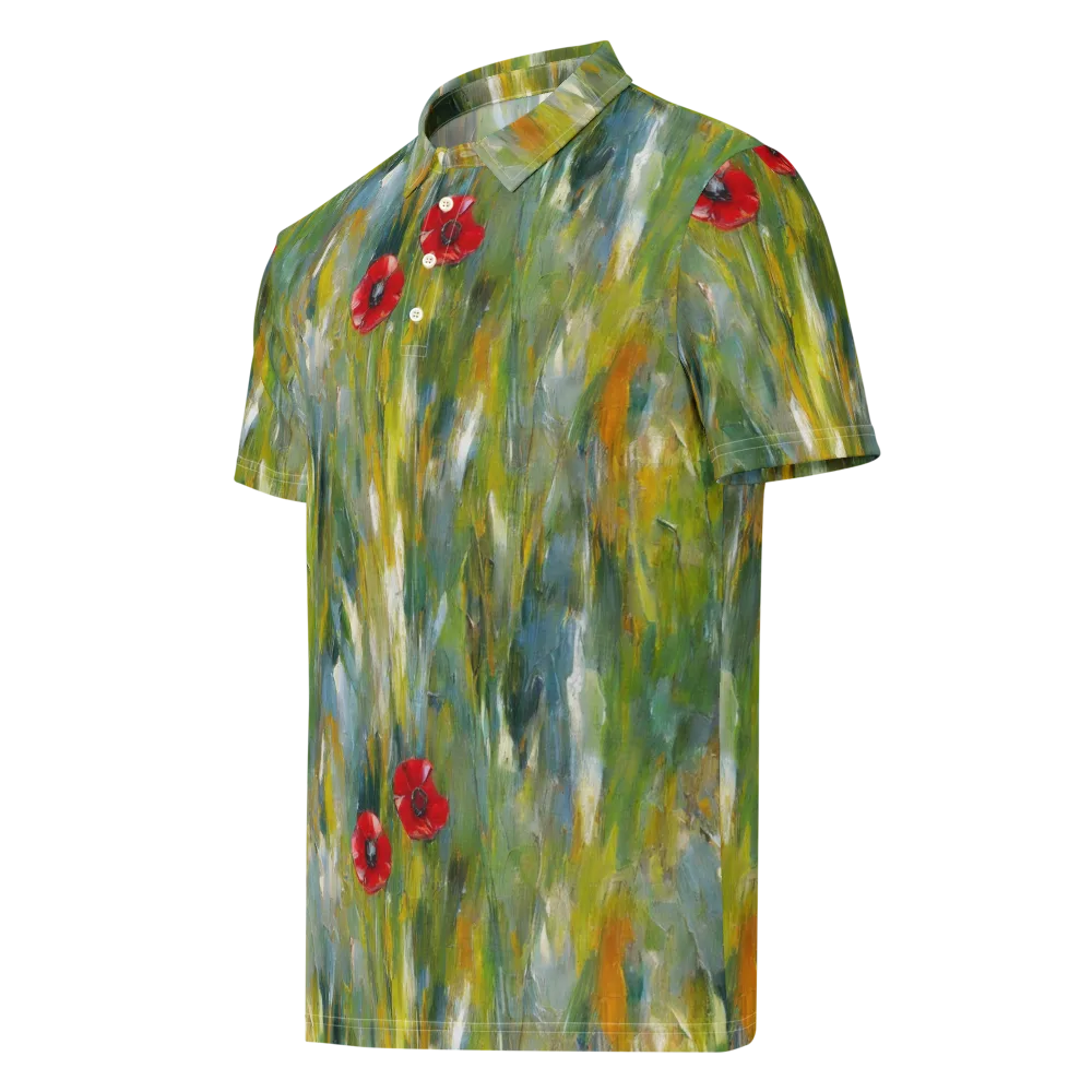 Poppy Impression on Men's Slim Fit Polo Shirt — Left Front