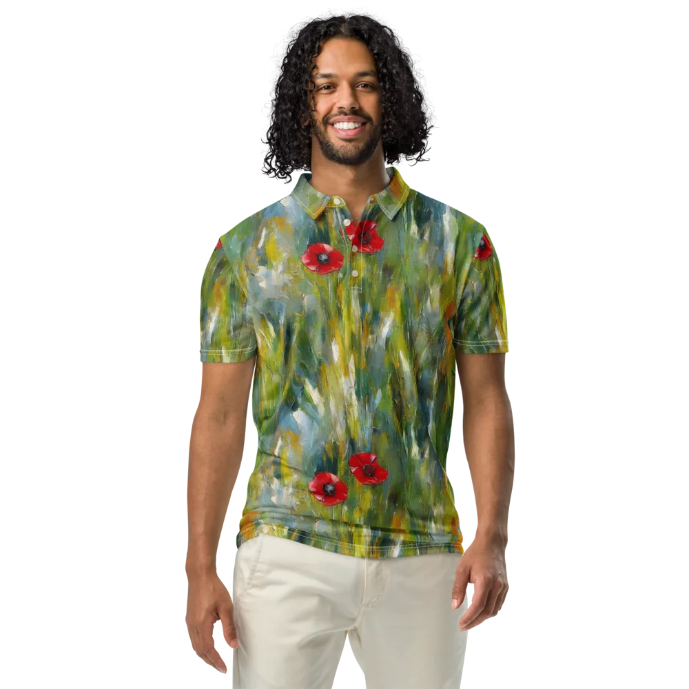 Poppy Impression on Men's Slim Fit Polo Shirt — Front