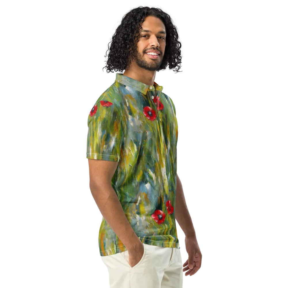 Poppy Impression on Men's Slim Fit Polo Shirt — Right Front