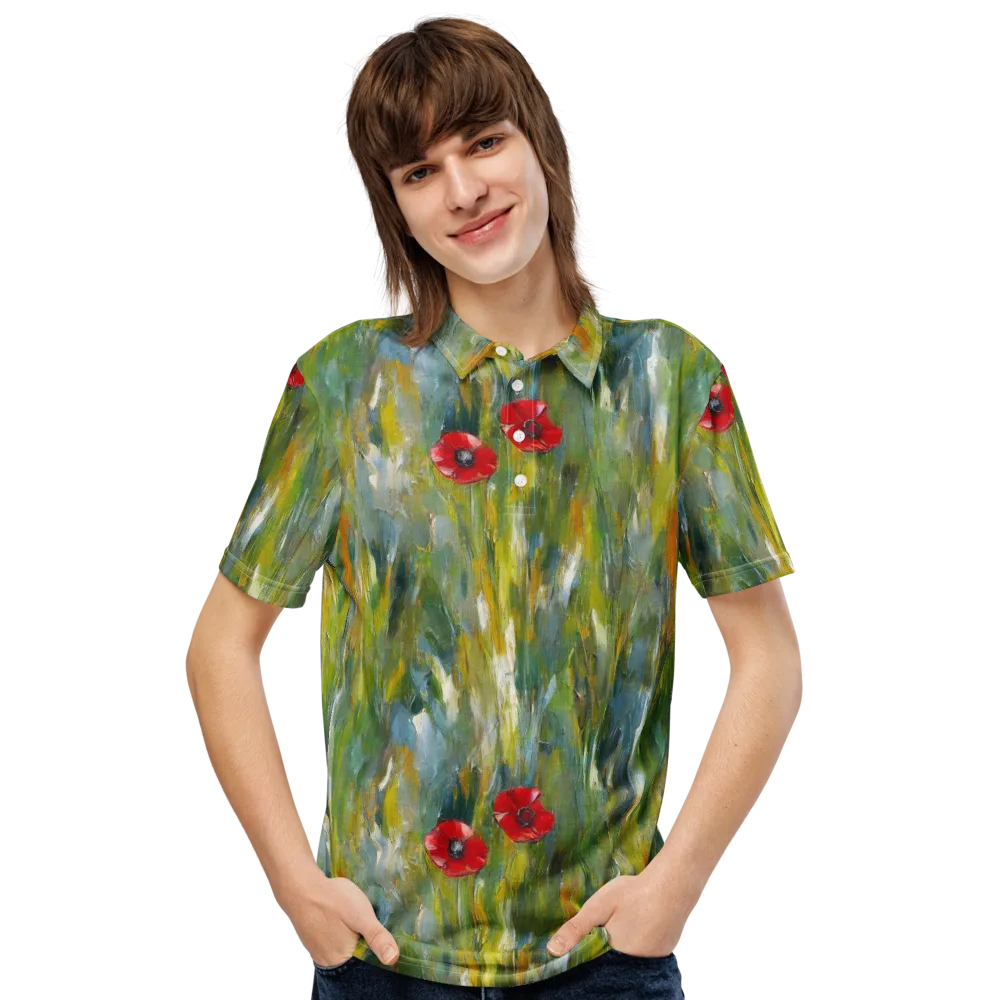 Poppy Impression on Men's Slim Fit Polo Shirt — Front