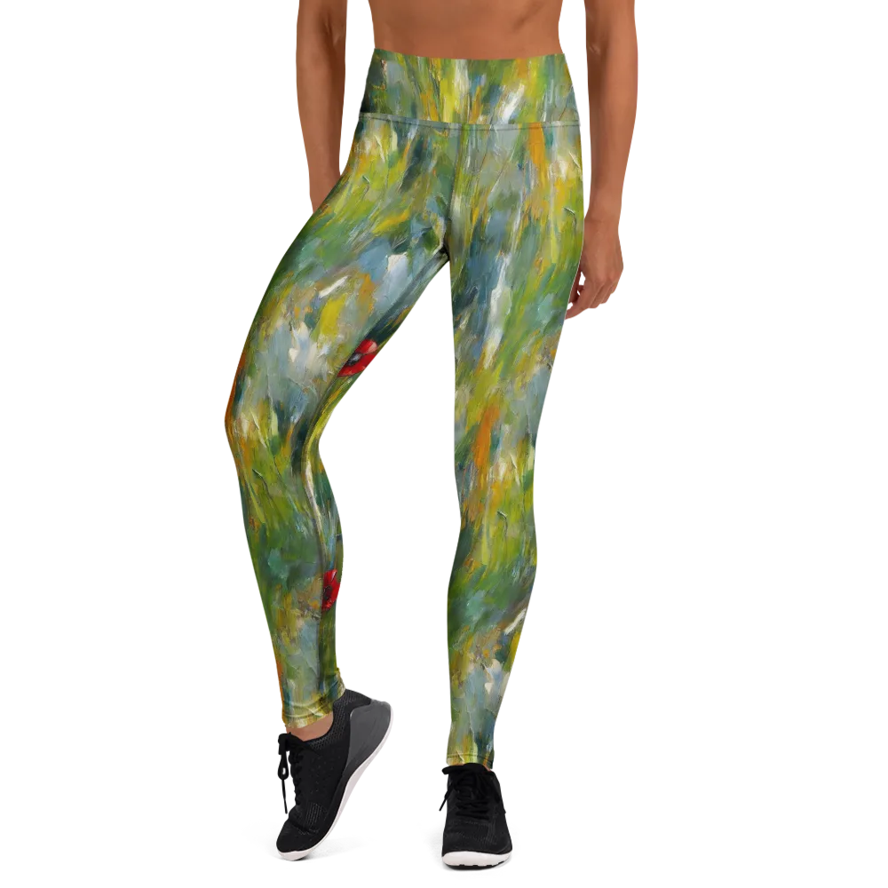 Poppy Impression on Yoga Leggings — Front