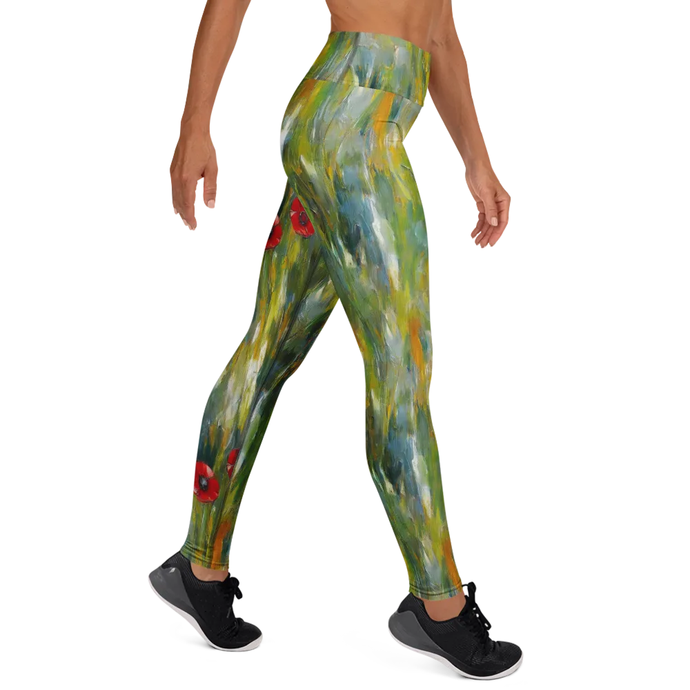 Poppy Impression on Yoga Leggings — Right