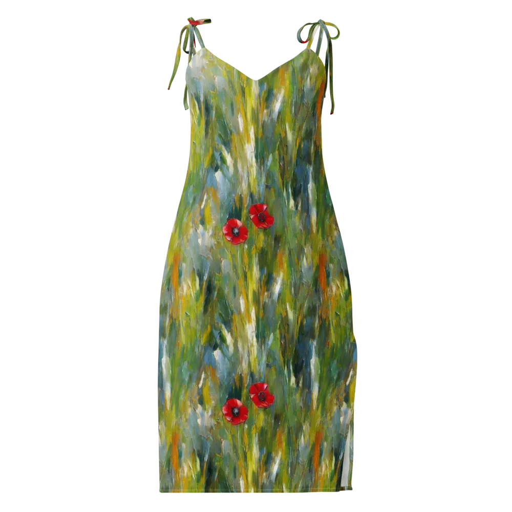 Poppy Impression on Slip Dress — Front