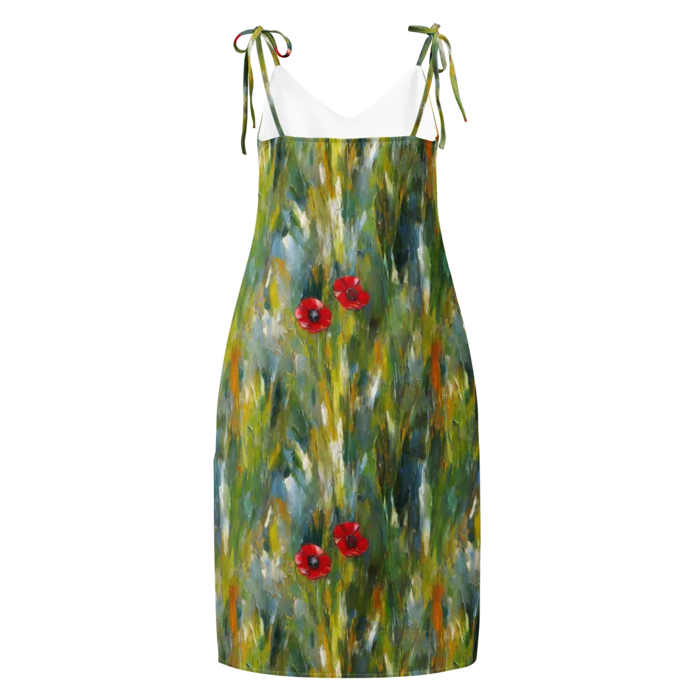 Poppy Impression on Slip Dress — Back