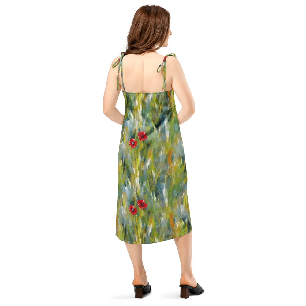 Poppy Impression on Slip Dress — Back