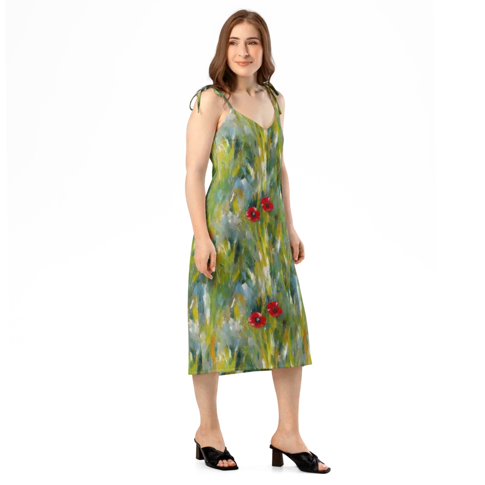 Poppy Impression on Slip Dress — Right Front