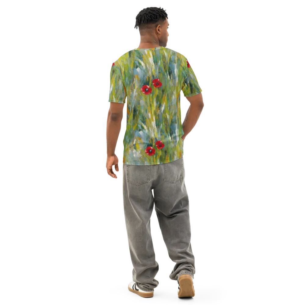 Poppy Impression on Men's Cotton Crew Neck T-Shirt — Back