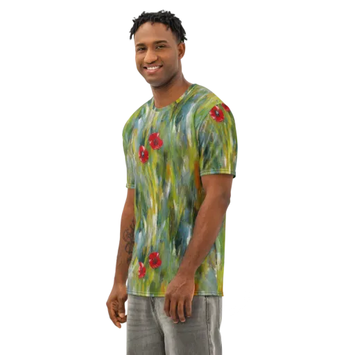 Poppy Impression on a Men's Cotton Crew Neck T-Shirt