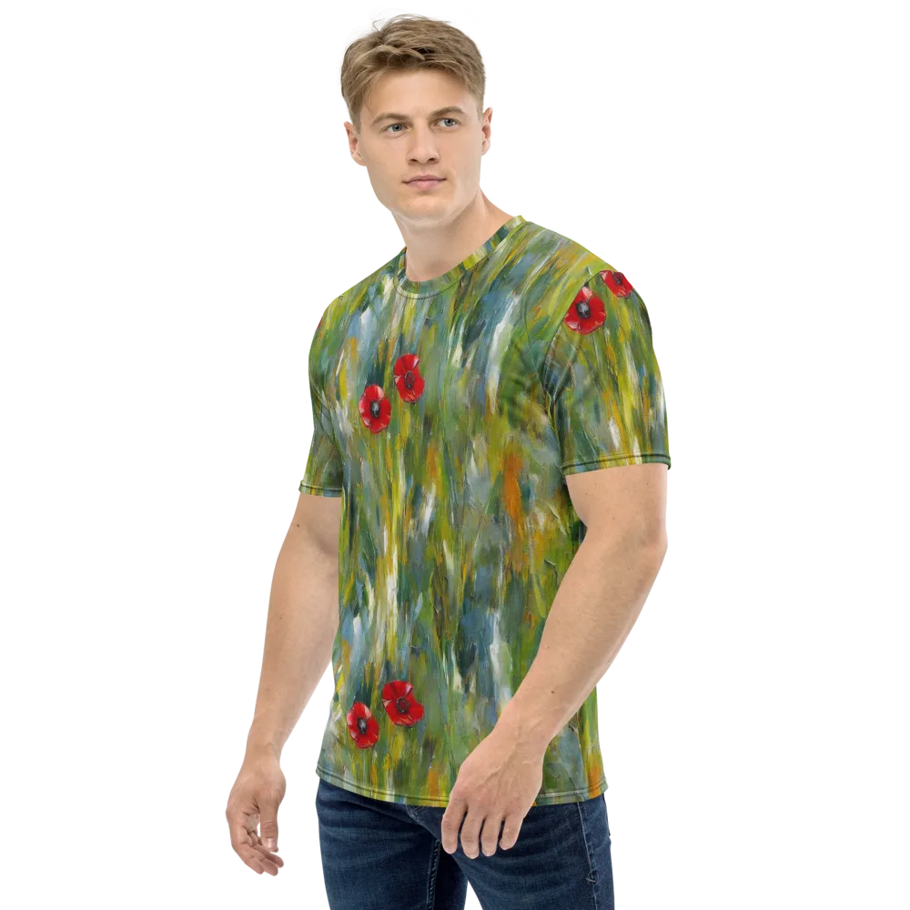 Poppy Impression on Men's Crew Neck T-Shirt — Left