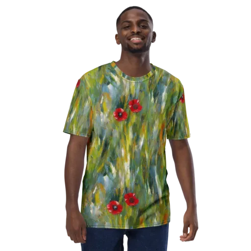 Poppy Impression on a Men's Crew Neck T-Shirt
