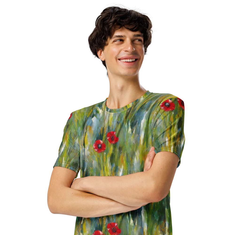 Poppy Impression on Men's Crew Neck T-Shirt — Left Front