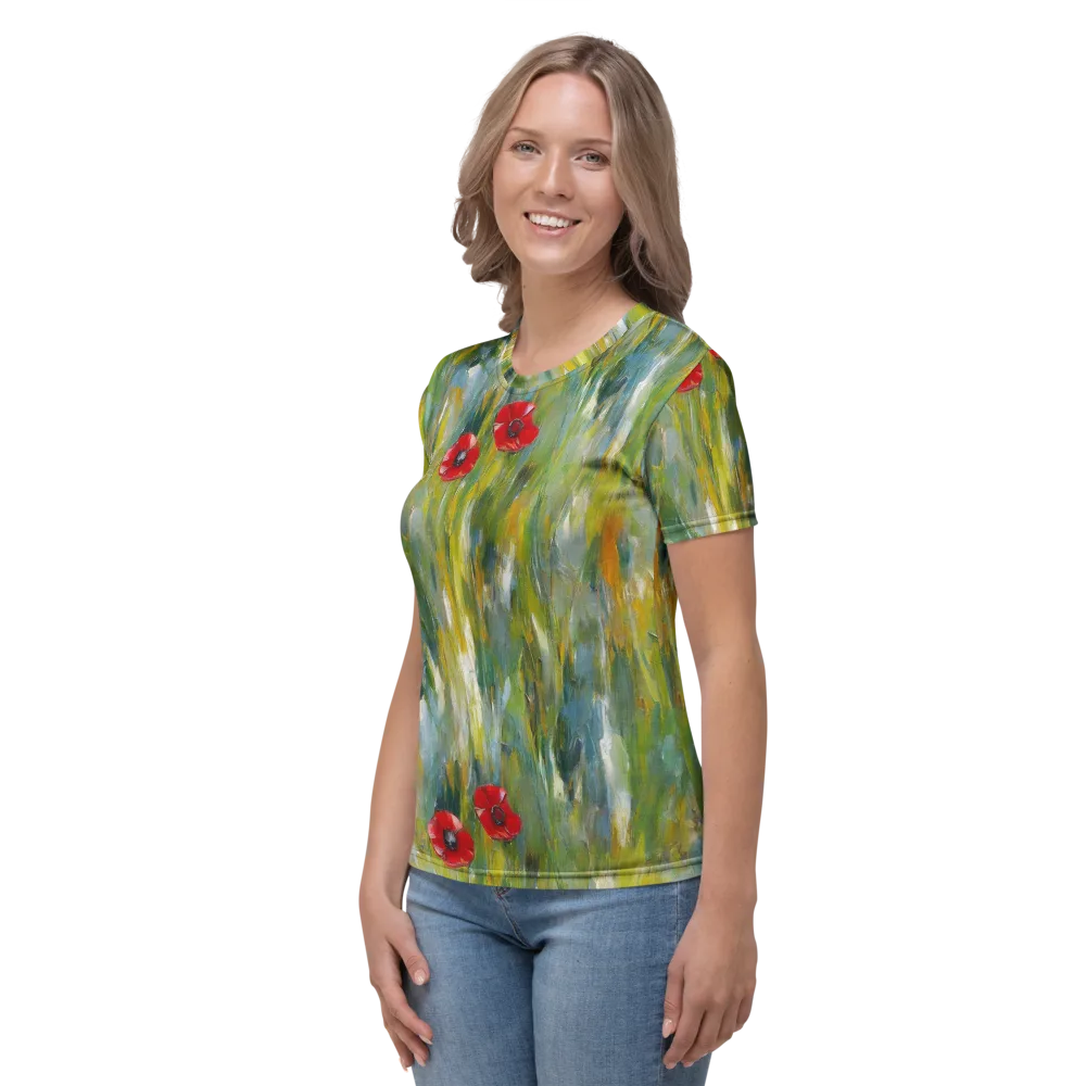 Poppy Impression on Women's Crew Neck T-Shirt — Left