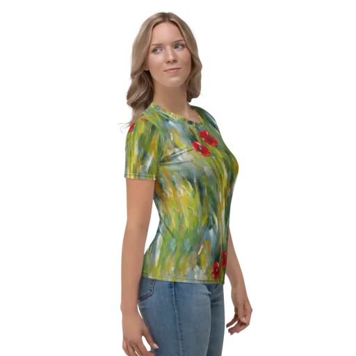 Poppy Impression on a Women's Crew Neck T-Shirt