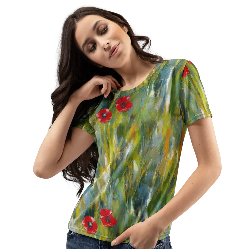 Poppy Impression on Women's Crew Neck T-Shirt — Left Front