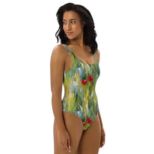 Poppy Impression on a One-Piece Swimsuit