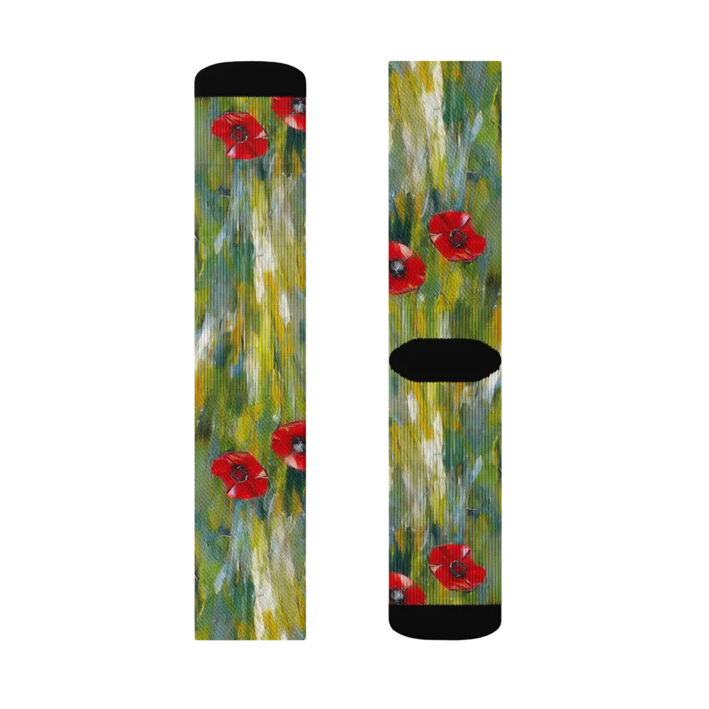 Poppy Impression on Socks — Left Sock