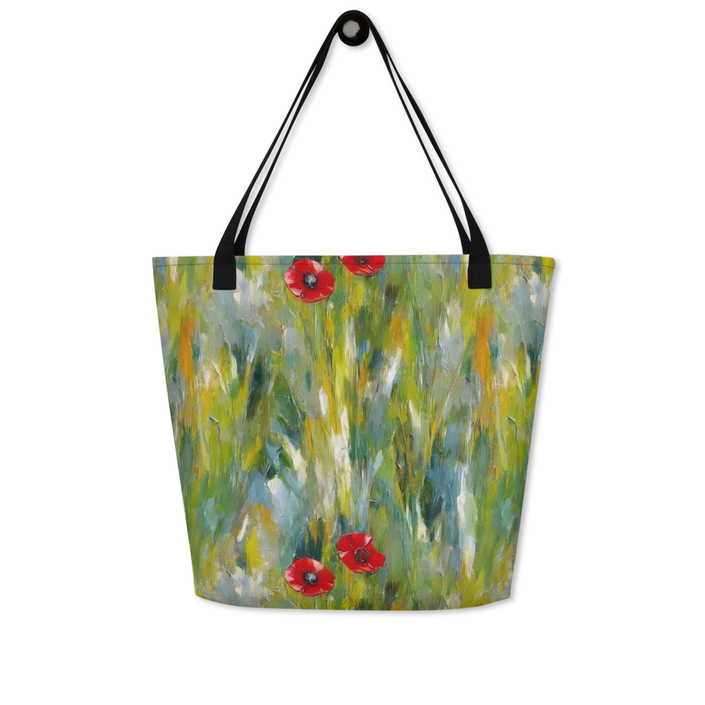Poppy Impression on Large Tote Bag W/ Pocket — Front