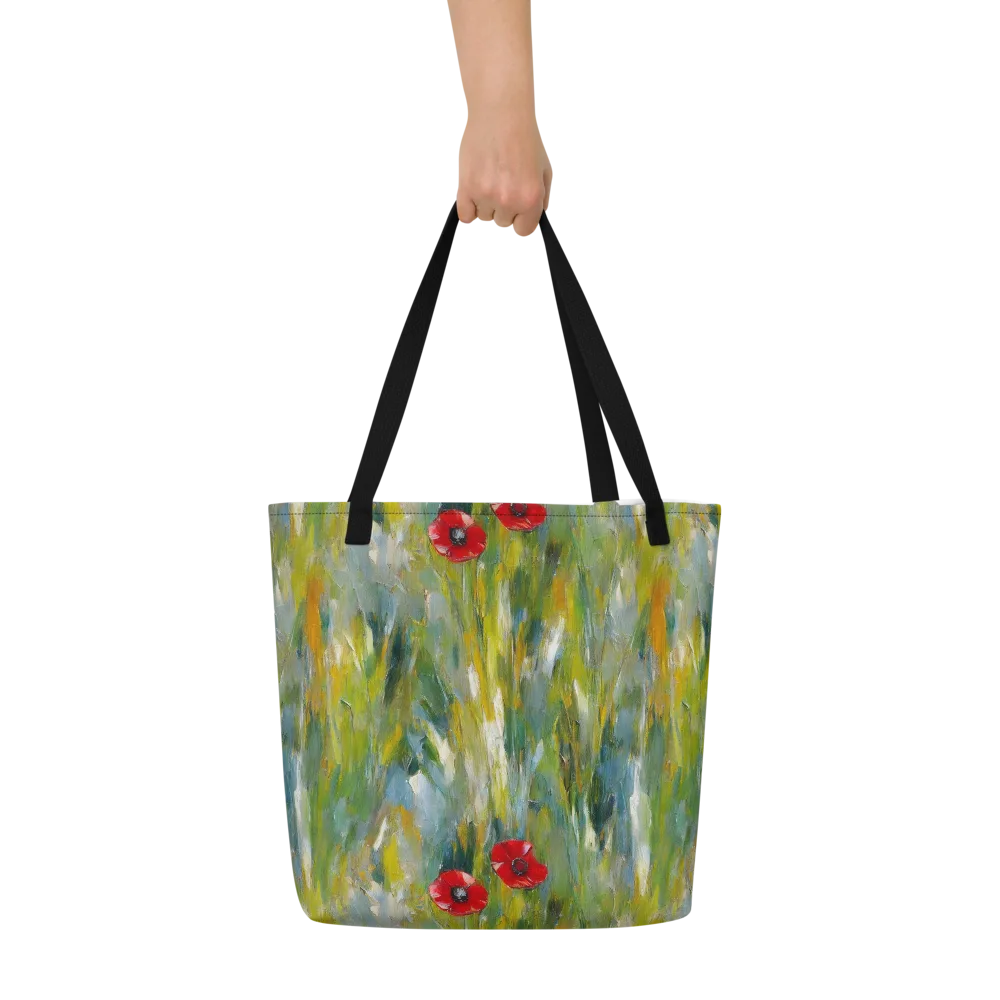 Poppy Impression on Large Tote Bag W/ Pocket — Front