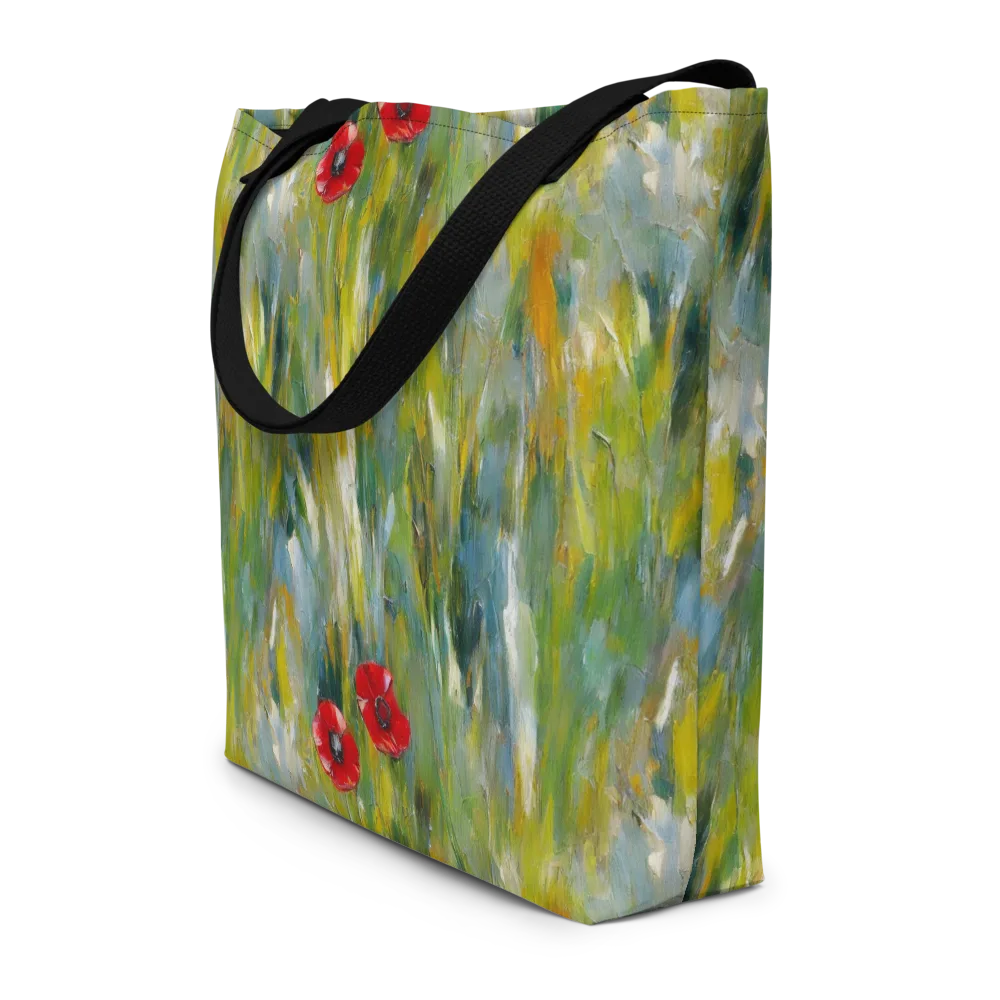 Poppy Impression on Large Tote Bag W/ Pocket — Front
