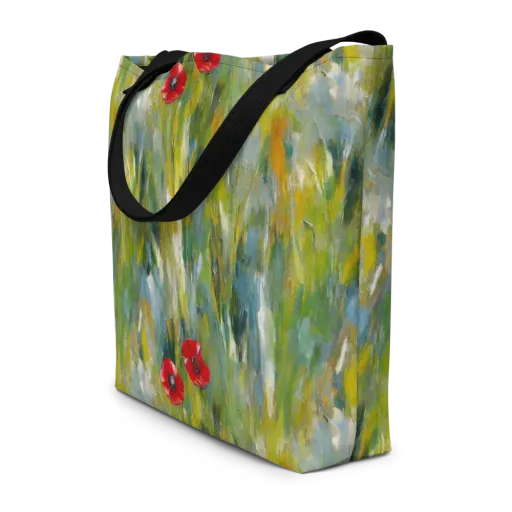 Poppy Impression on a Large Tote Bag W/ Pocket