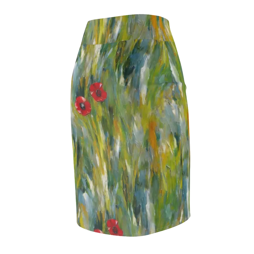 Poppy Impression on Pencil Skirt — Back Side
