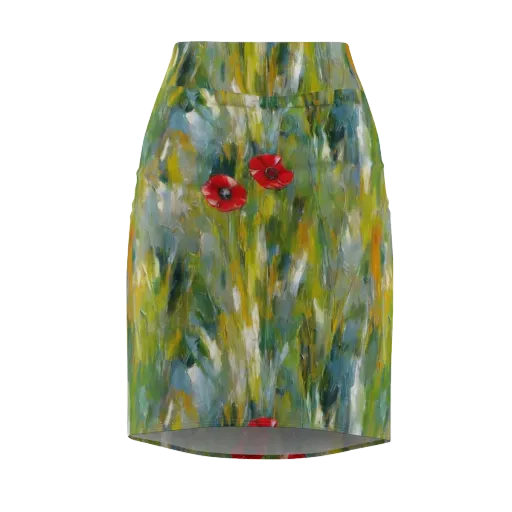 Poppy Impression on a Pencil Skirt