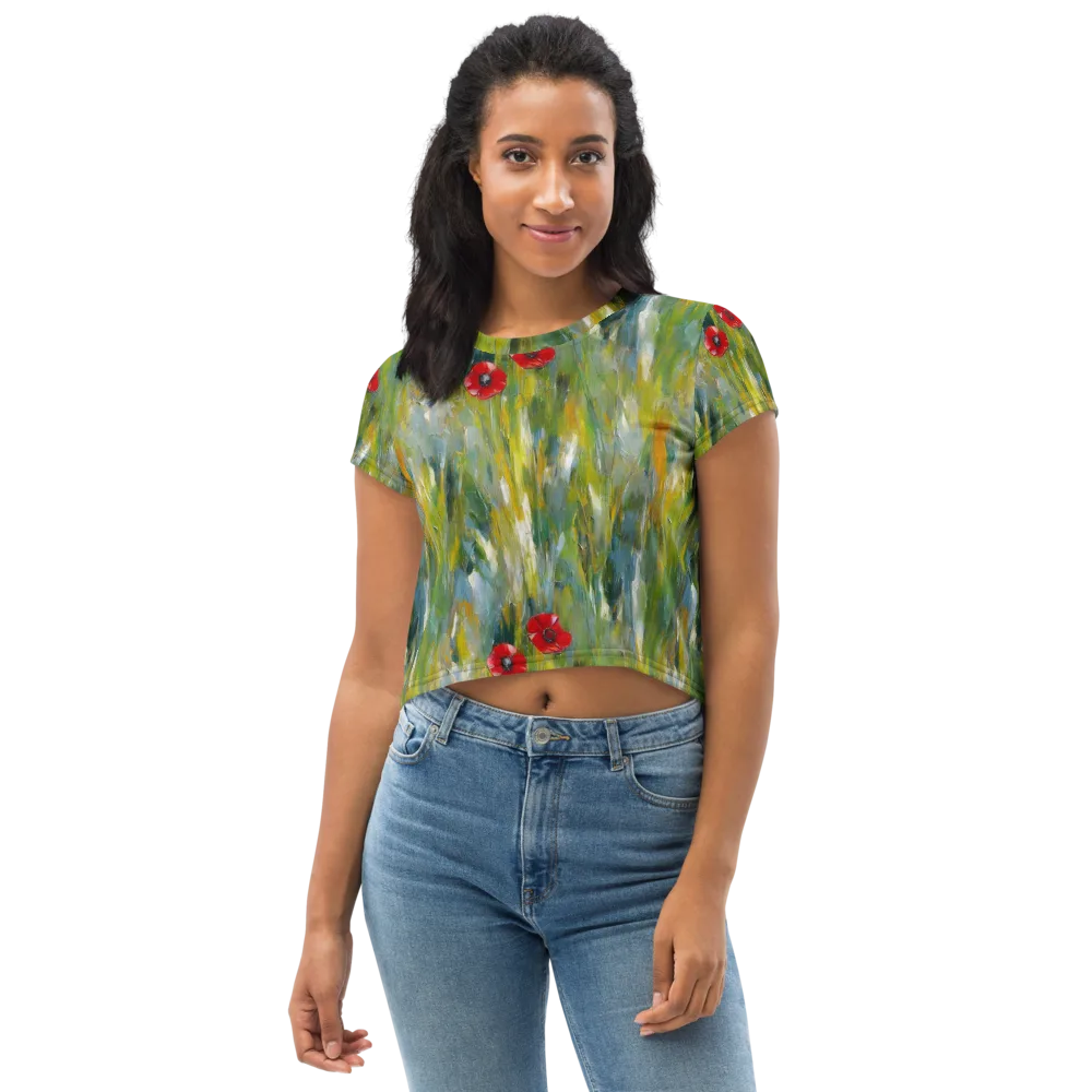 Poppy Impression on Crop Tee — Front