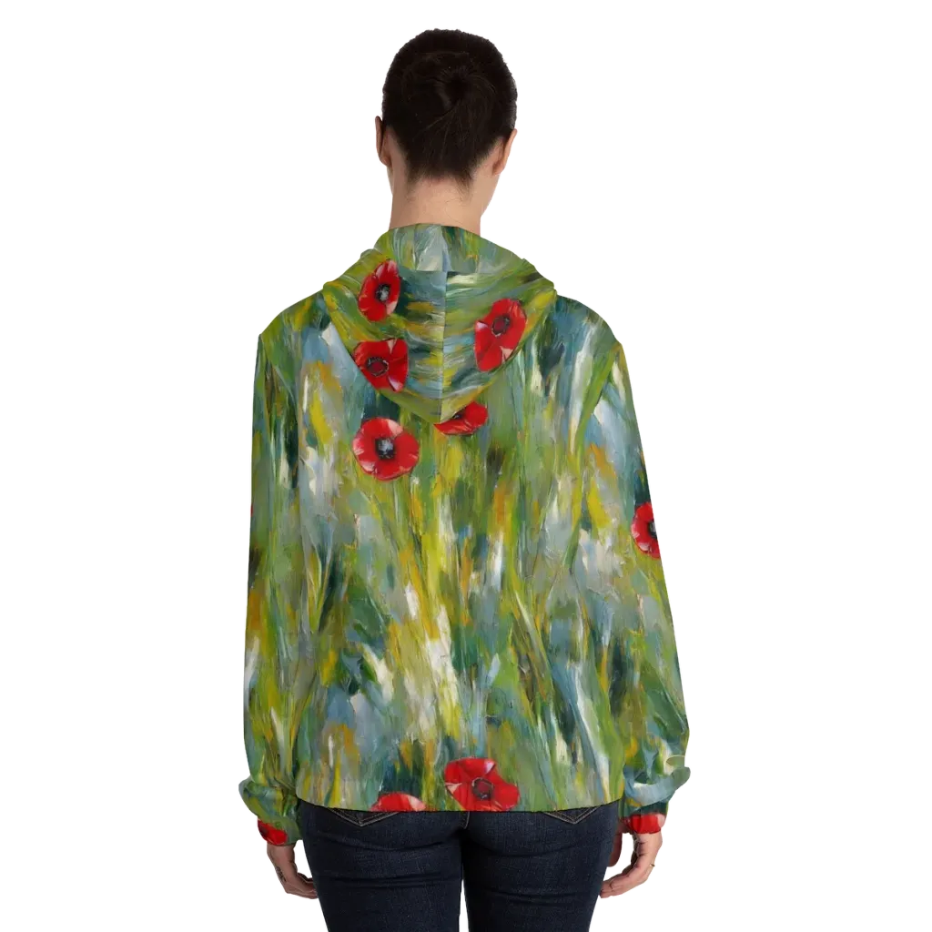 Poppy Impression on Women's Full-Zip Hoodie — Back On Person