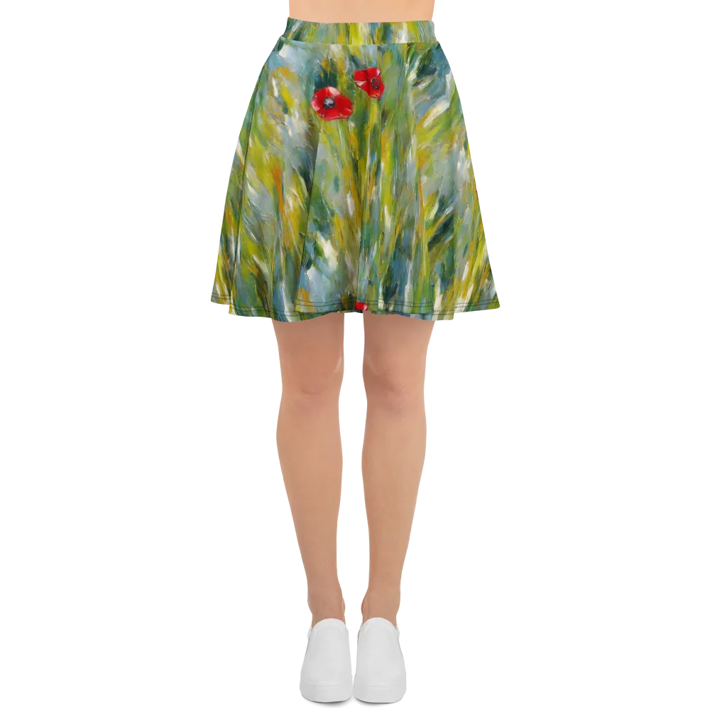 Poppy Impression on Skater Skirt — Front