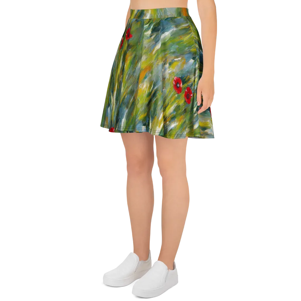Poppy Impression on Skater Skirt — Left