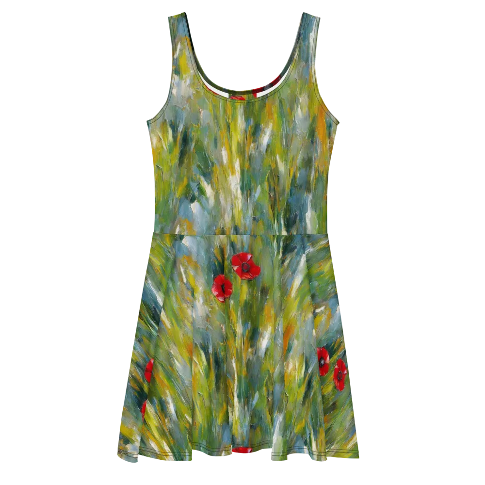 Poppy Impression on Skater Dress — Front