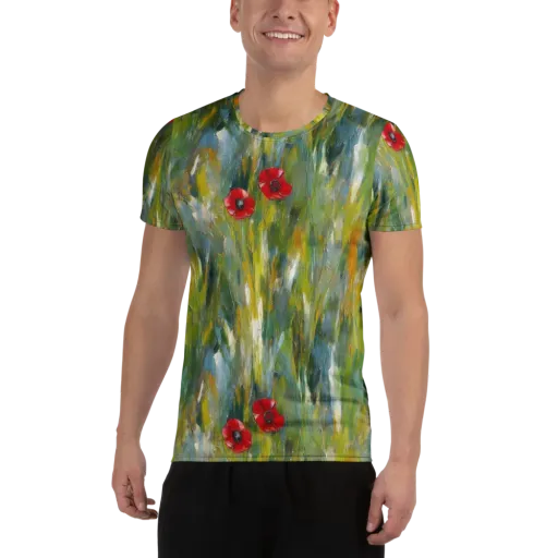 Poppy Impression on a Men's Athletic T-Shirt