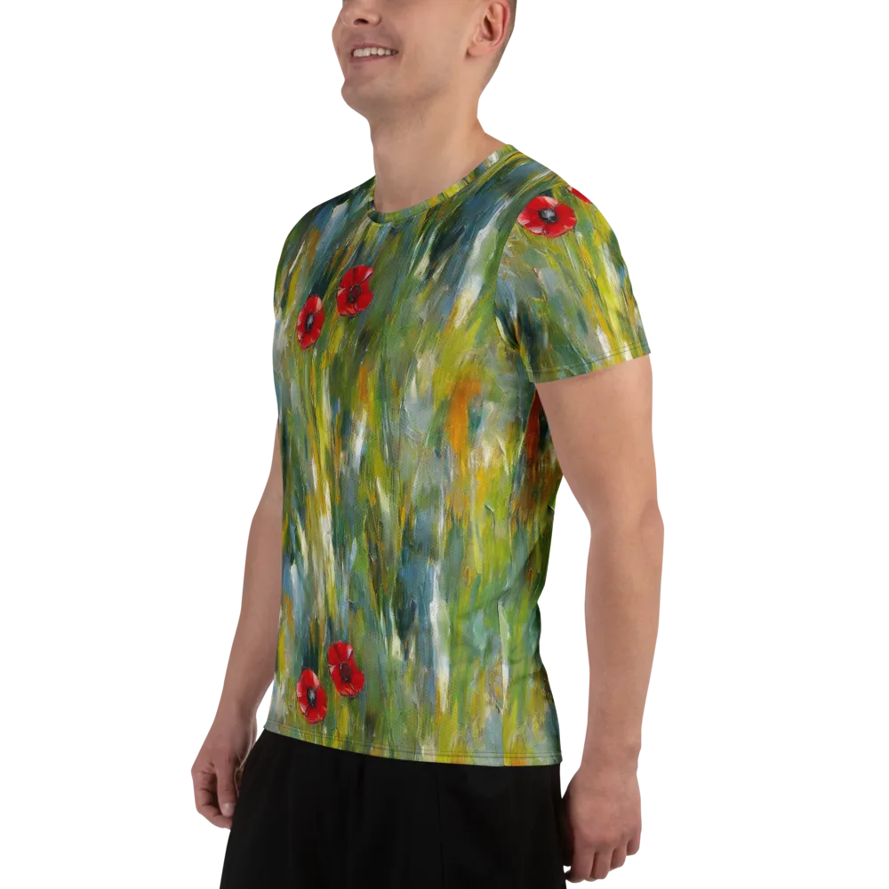 Poppy Impression on Men's Athletic T-Shirt — Left
