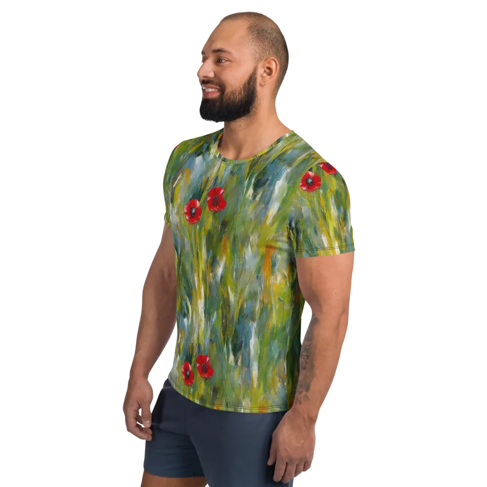 Poppy Impression on Men's Athletic T-Shirt — Left