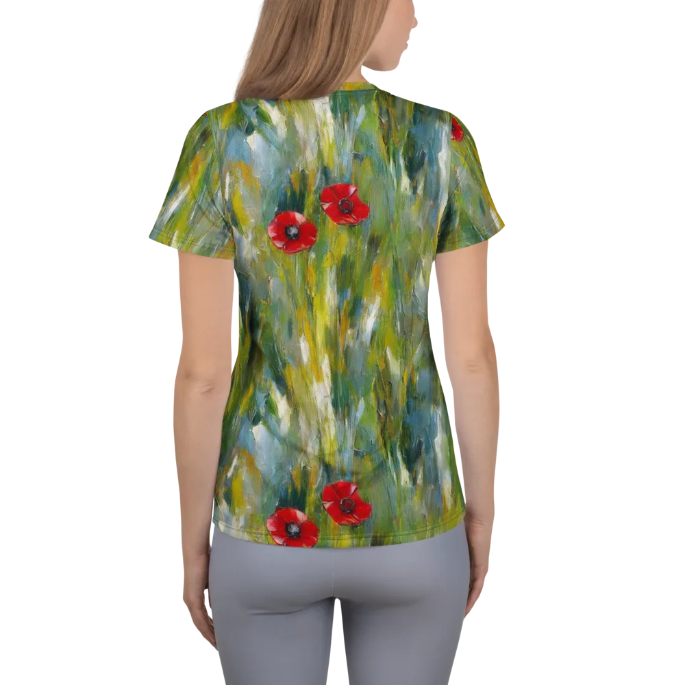 Poppy Impression on Women's Athletic T-Shirt — Back