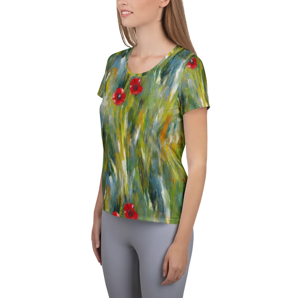 Poppy Impression on Women's Athletic T-Shirt — Left