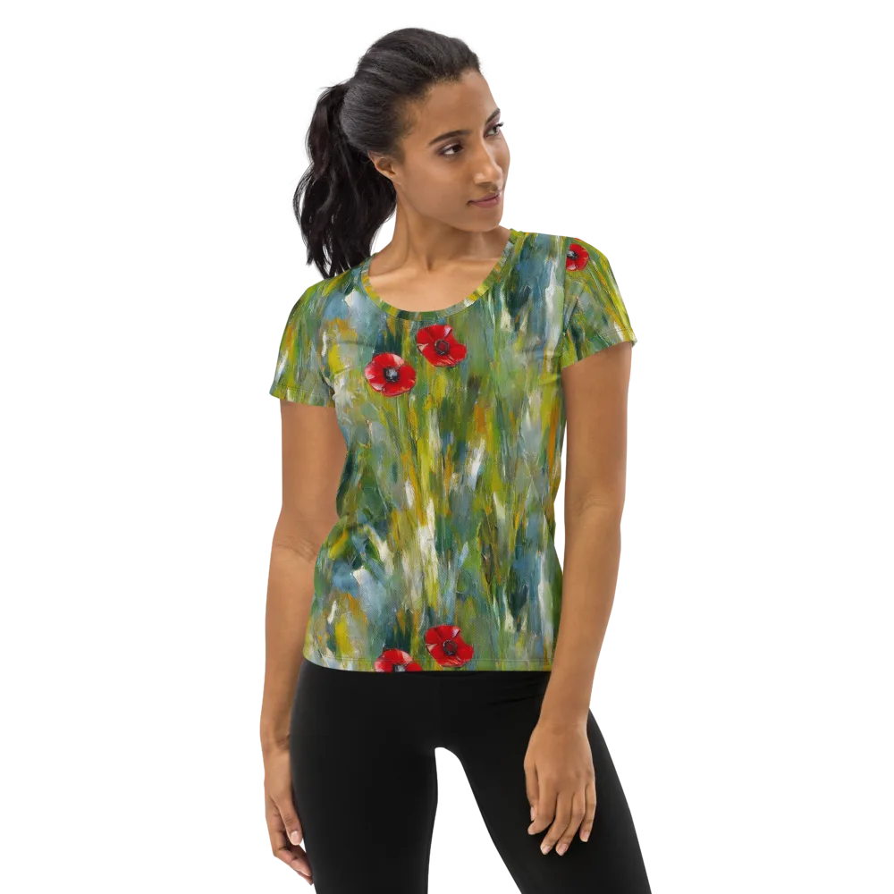 Poppy Impression on Women's Athletic T-Shirt — Front