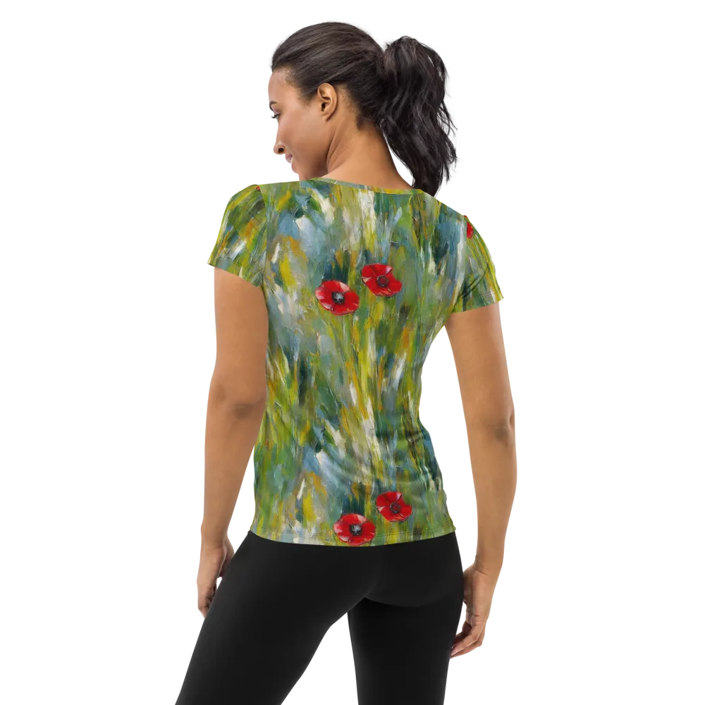 Poppy Impression on Women's Athletic T-Shirt — Back