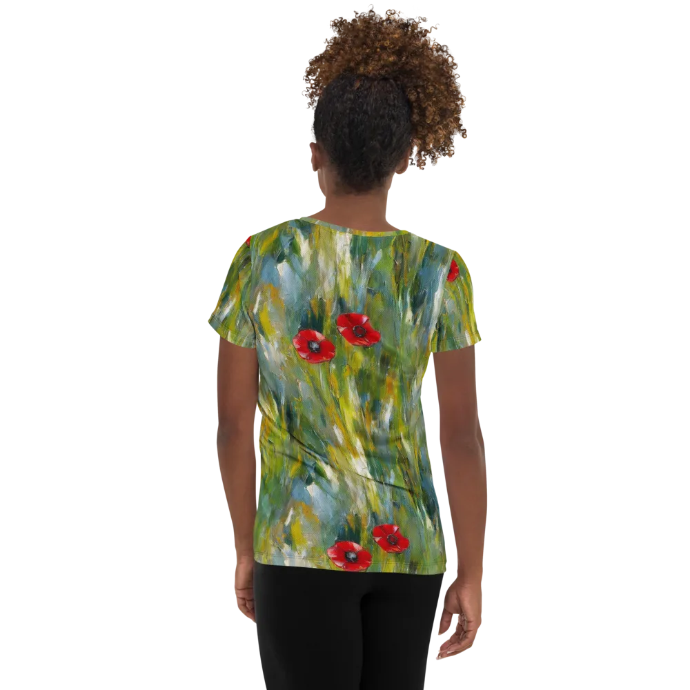 Poppy Impression on Women's Athletic T-Shirt — Back
