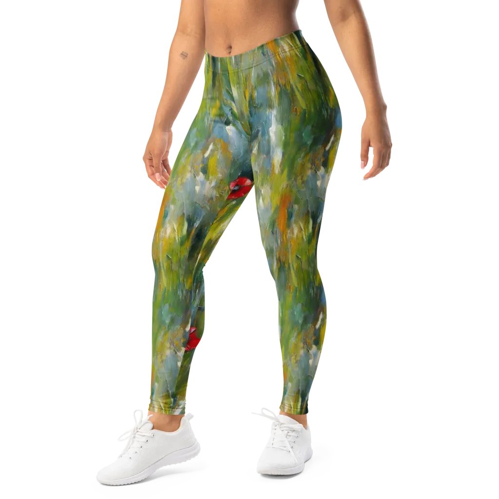 Poppy Impression on Leggings — Left Front