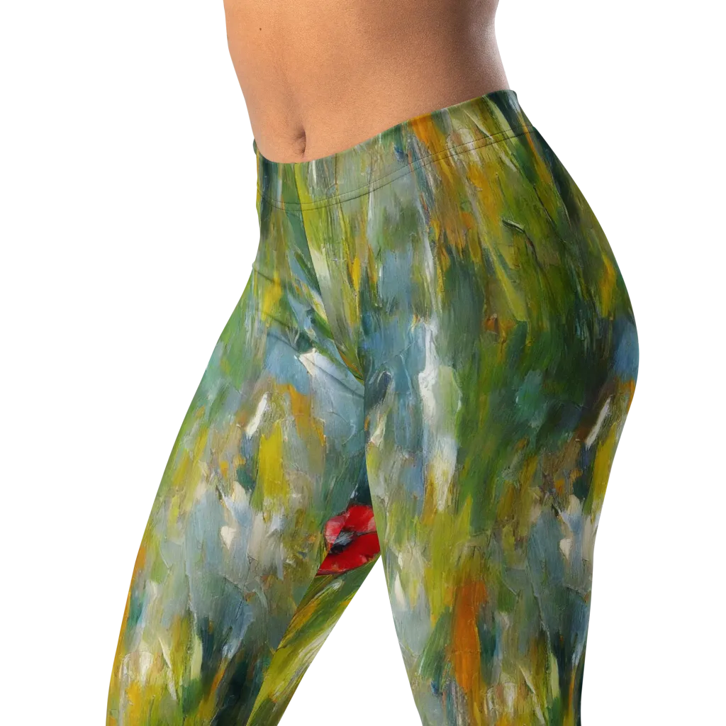 Poppy Impression on Leggings — Left Front