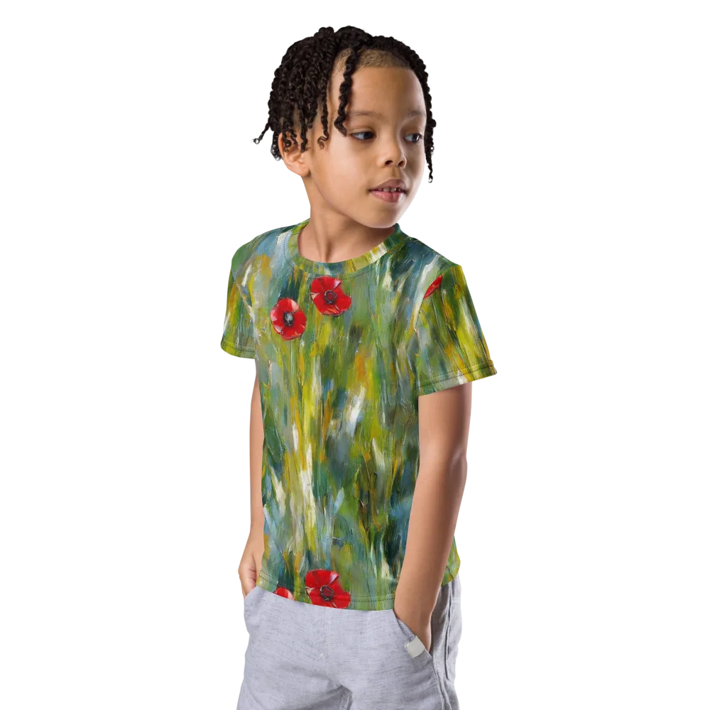 Poppy Impression on Kids Crew Neck T-Shirt — Left Front