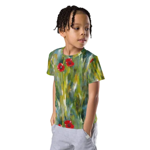 Poppy Impression on a Kids Crew Neck T-Shirt