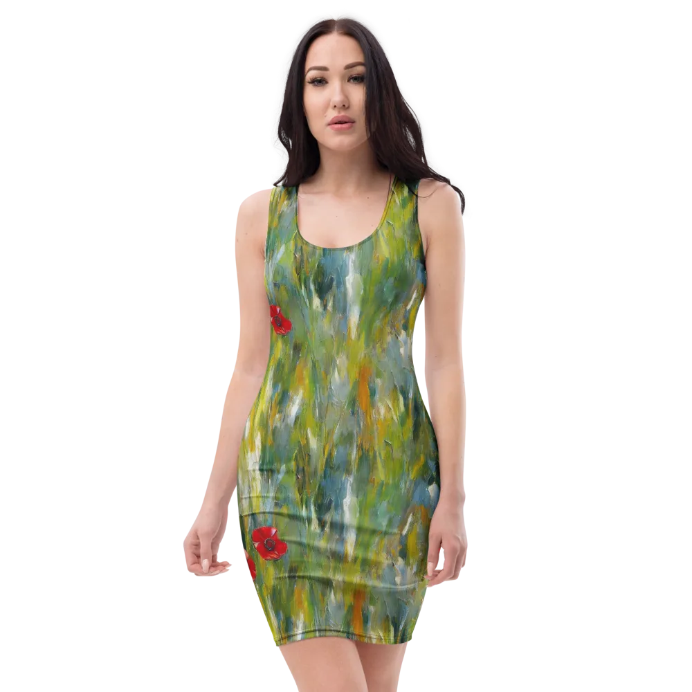 Poppy Impression on Bodycon Dress — Front