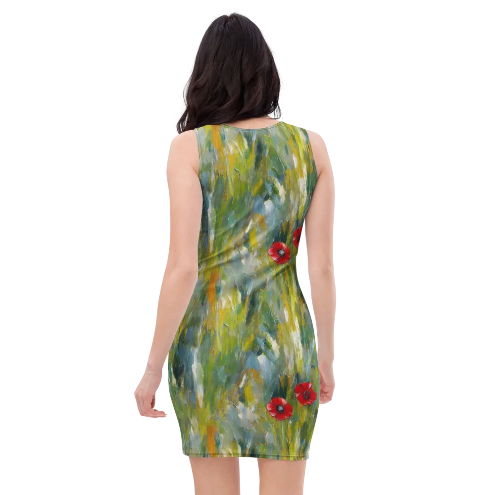 Poppy Impression on Bodycon Dress — Back