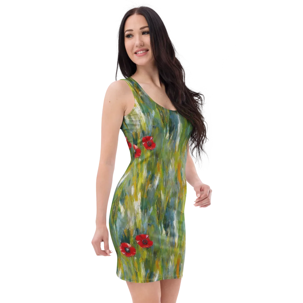 Poppy Impression on Bodycon Dress — Right Front
