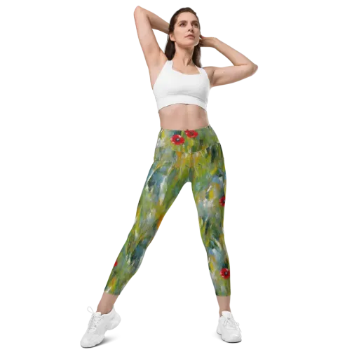 Poppy Impression on a Leggings with Pockets